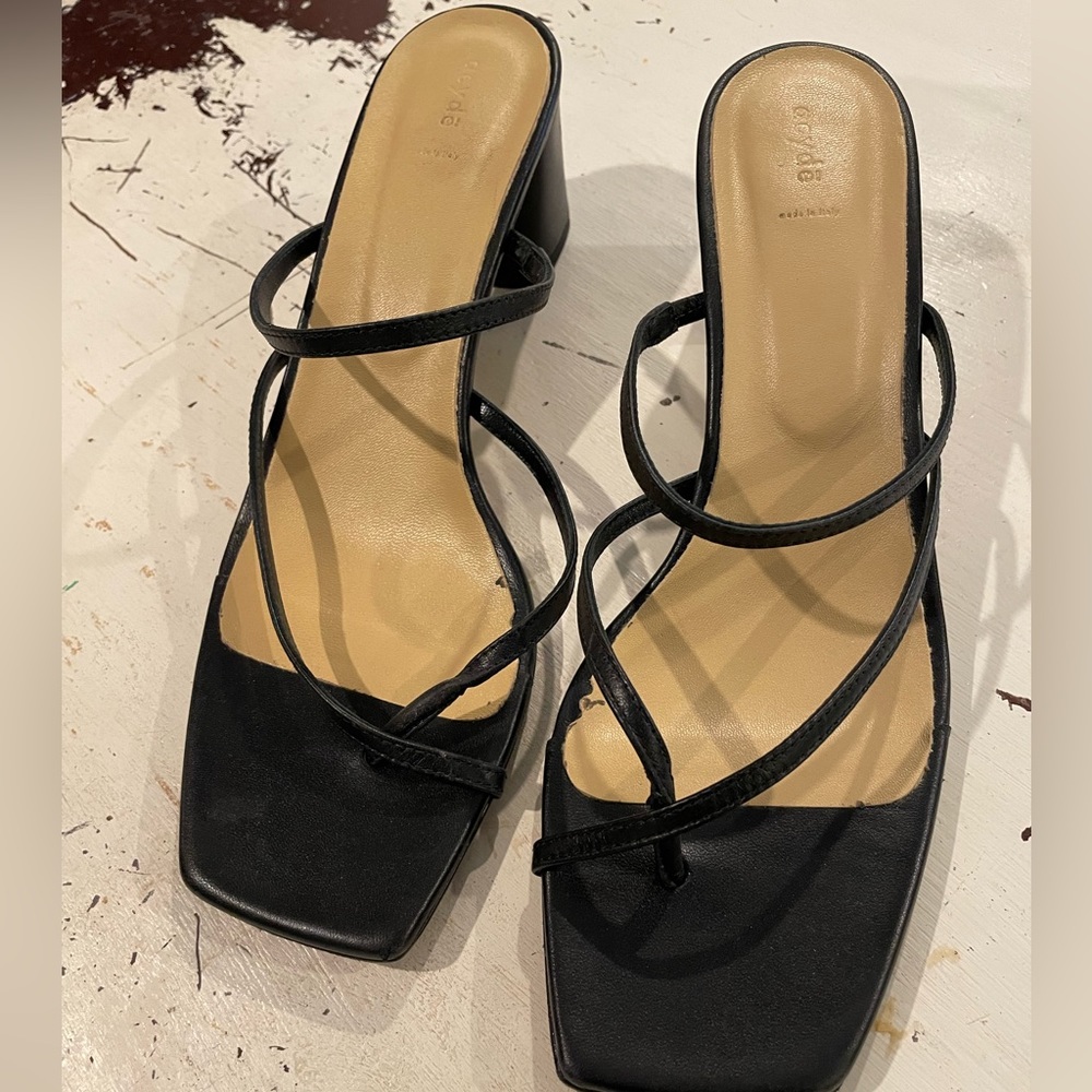 Aeyde Isaac black nappa heeled sandals. Size 41.
